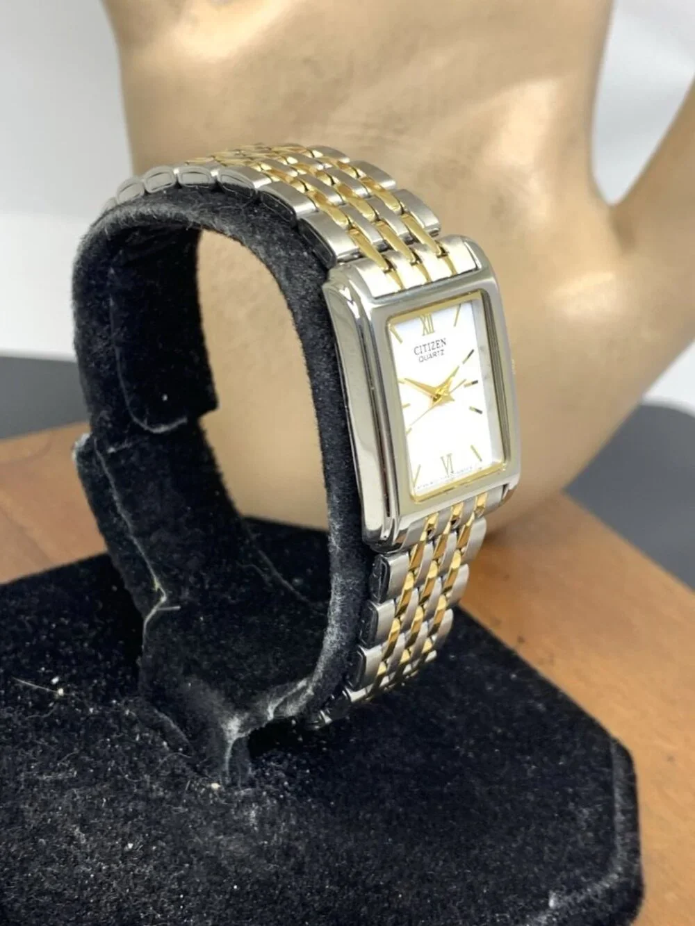 Citizen Women's Watch EJ5854-56A Quartz White Dial Two Tone Steel Tank Petite
